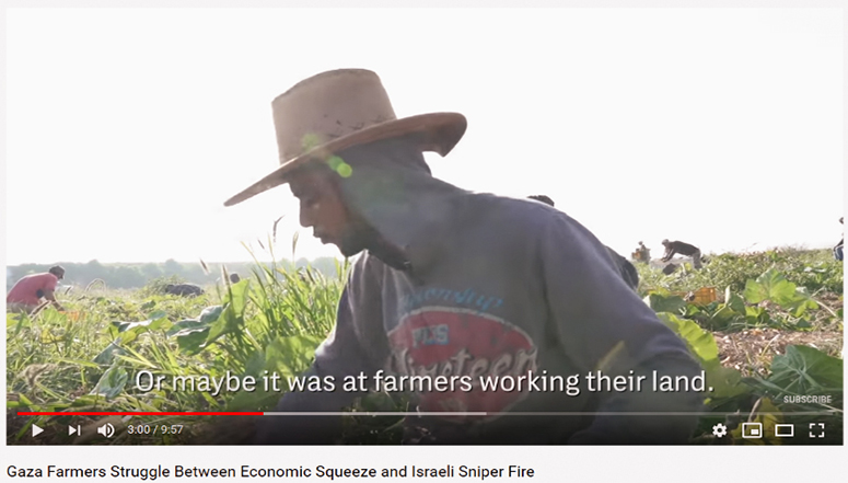 Oder vielleicht auf Bauern, die ihre Felder bearbeiten. Gaza Farmers Struggle Between Economic Squeeze and Israeli Sniper Fire