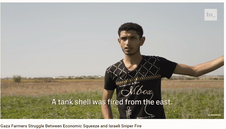 Eine Panzergranate wurde vom Osten abgefeuert. Gaza Farmers Struggle Between Economic Squeeze and Israeli Sniper Fire