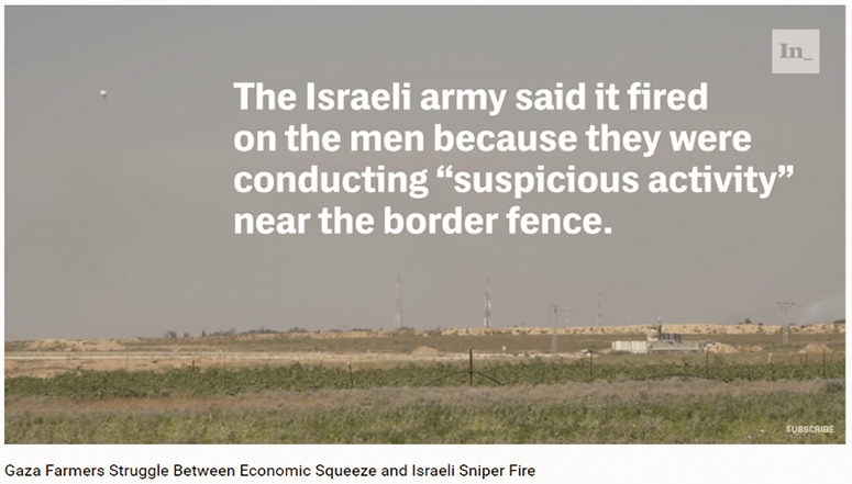 Die israelische Armee sagte, sie habe auf Männer geschossen, weil sie nahe der Grenze „verdächtige Aktivitäten“ ausgeführt hätten. Gaza Farmers Struggle Between Economic Squeeze and Israeli Sniper Fire