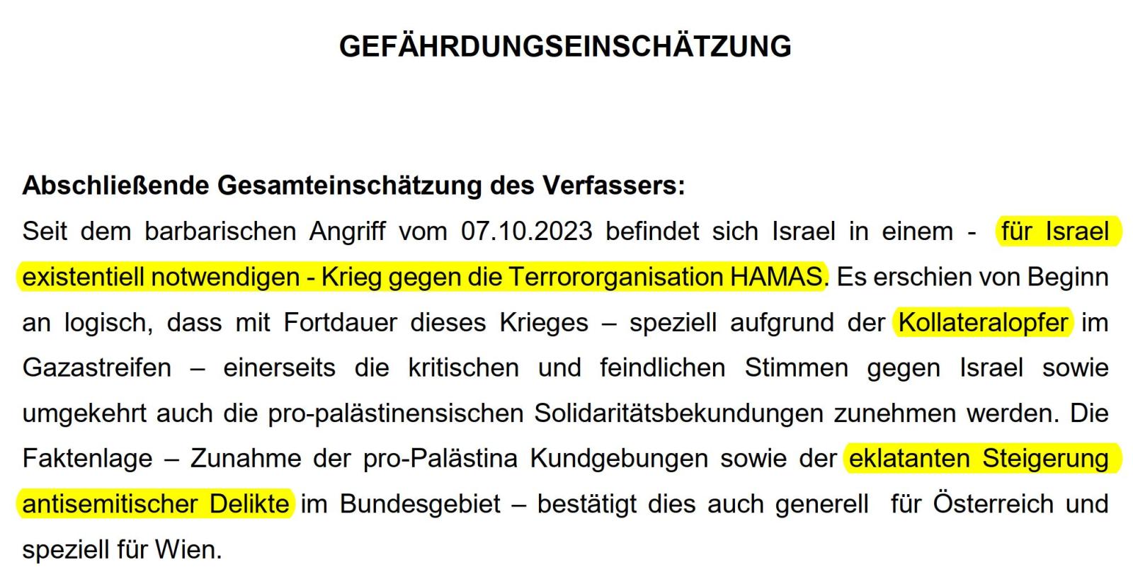 Gefährdungseinschätzung LPD Wien Gefährdungseinschätzung LPD Wien