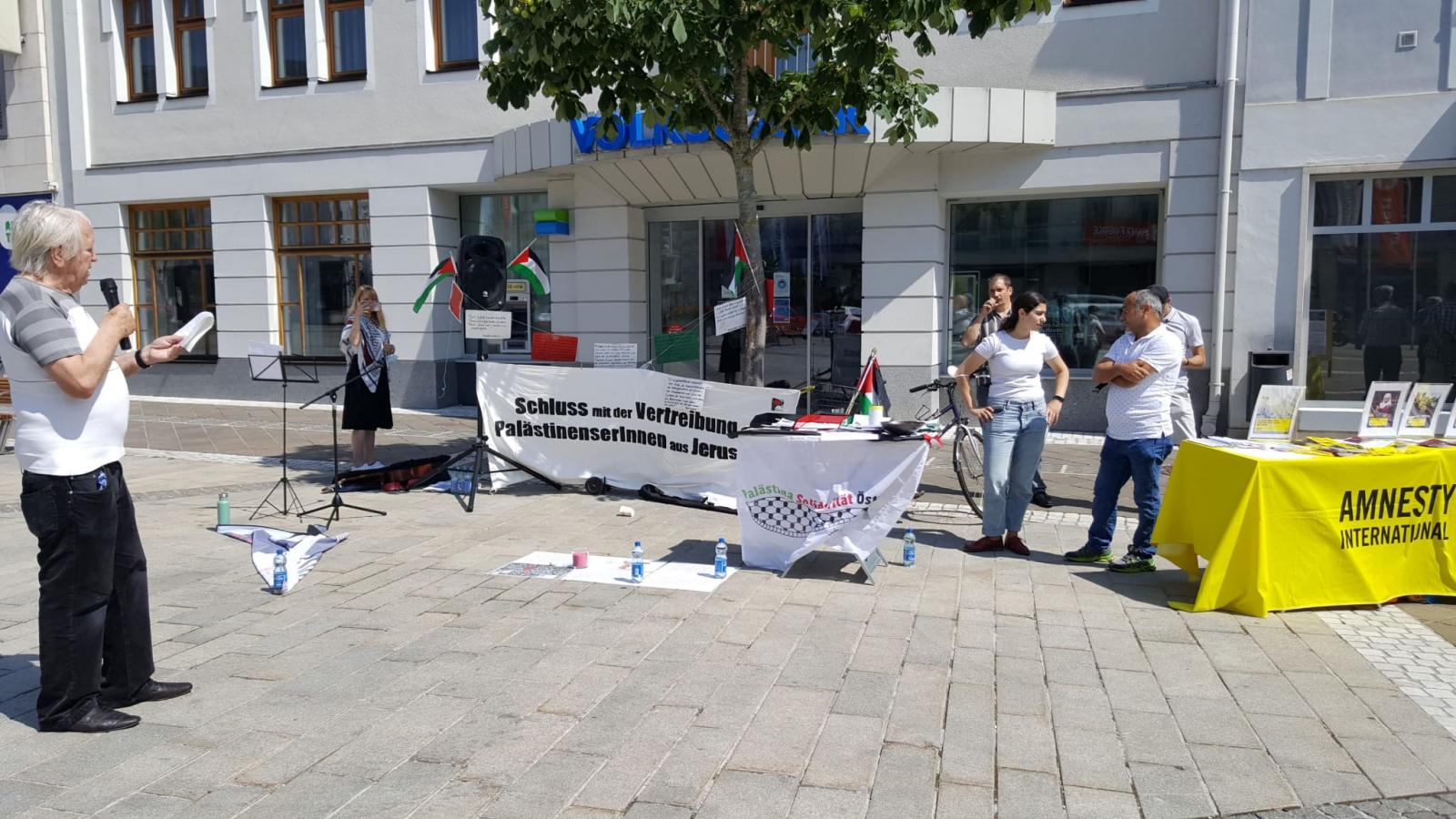 F. Sieder bei einer Protestaktion in Amstetten F. Sieder bei einer Protestaktion in Amstetten